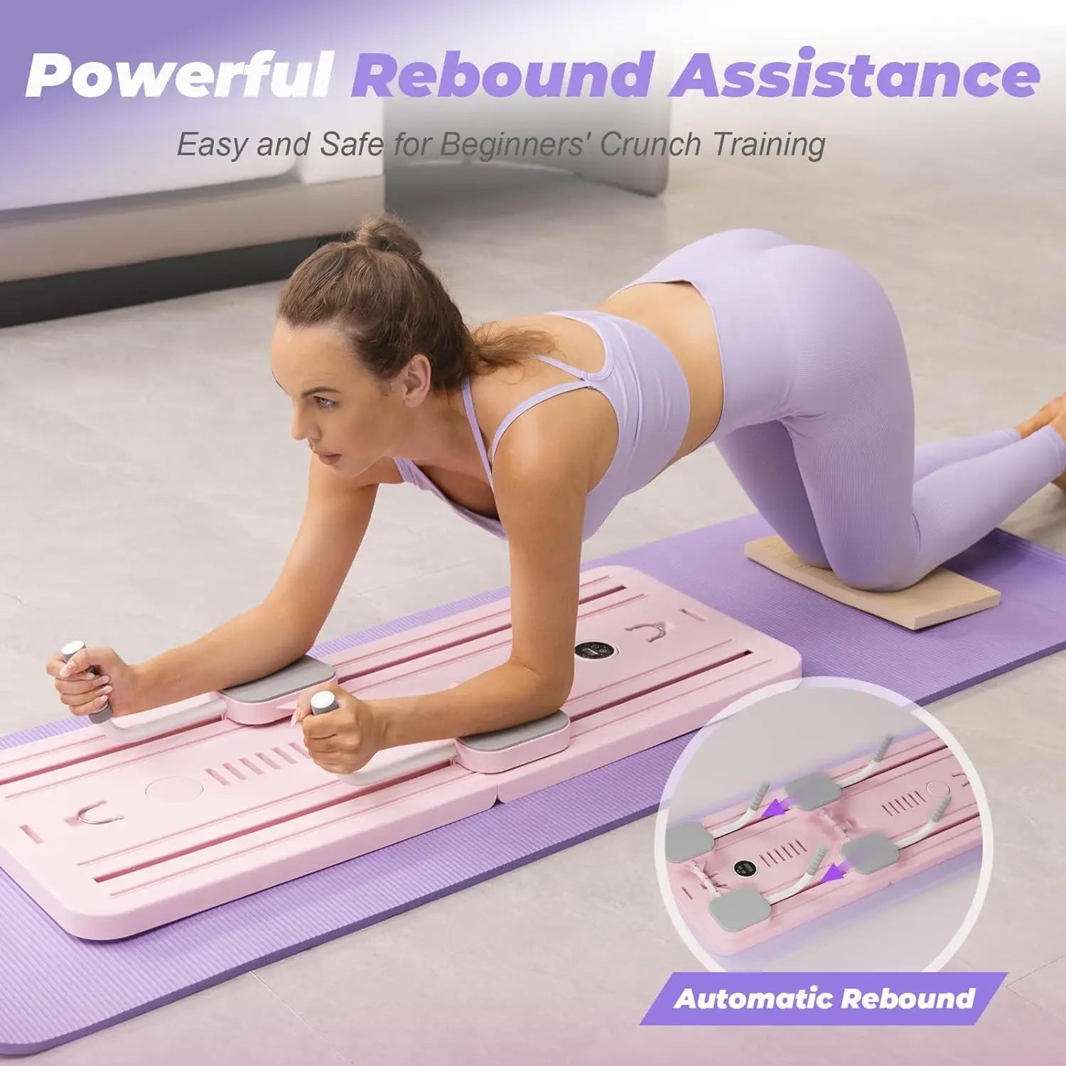 Multifunctional Abdominal Board Fitness Board Push up Board Automatic Rebound Abdominal Muscle Curling, Home Fitness Equipment